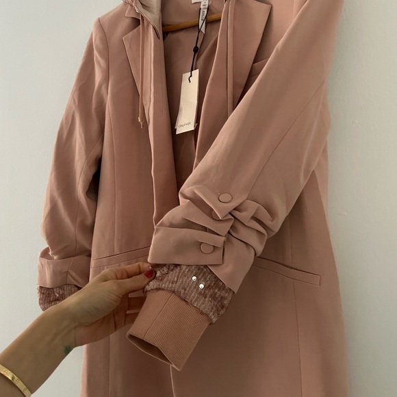 Cinq A Sept Pink Khloe Hooded Sequined Jacket Blazer NWT sz4 - Picture 7 of 12